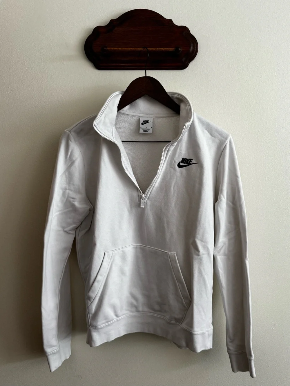 Nike White Half-Zip Sweatshirt with Black Logo
